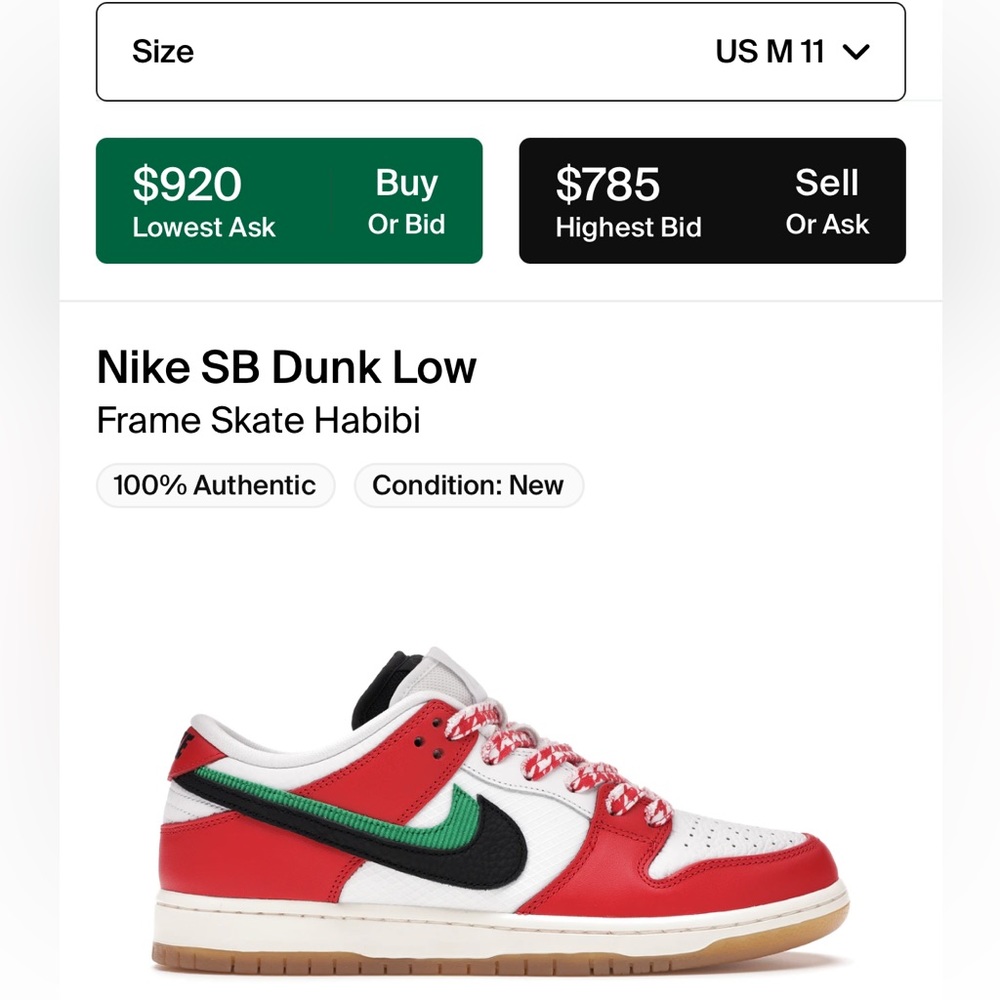 Nike SB dunk lows (frame skate Habibi)
